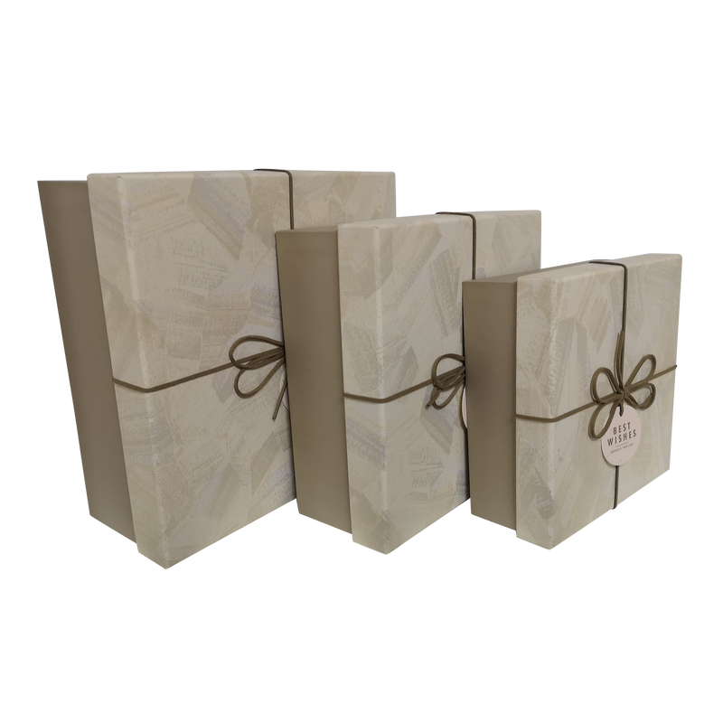 Square Rigid Brush Strokes Pattern Gift Box With Ribbon & Bow