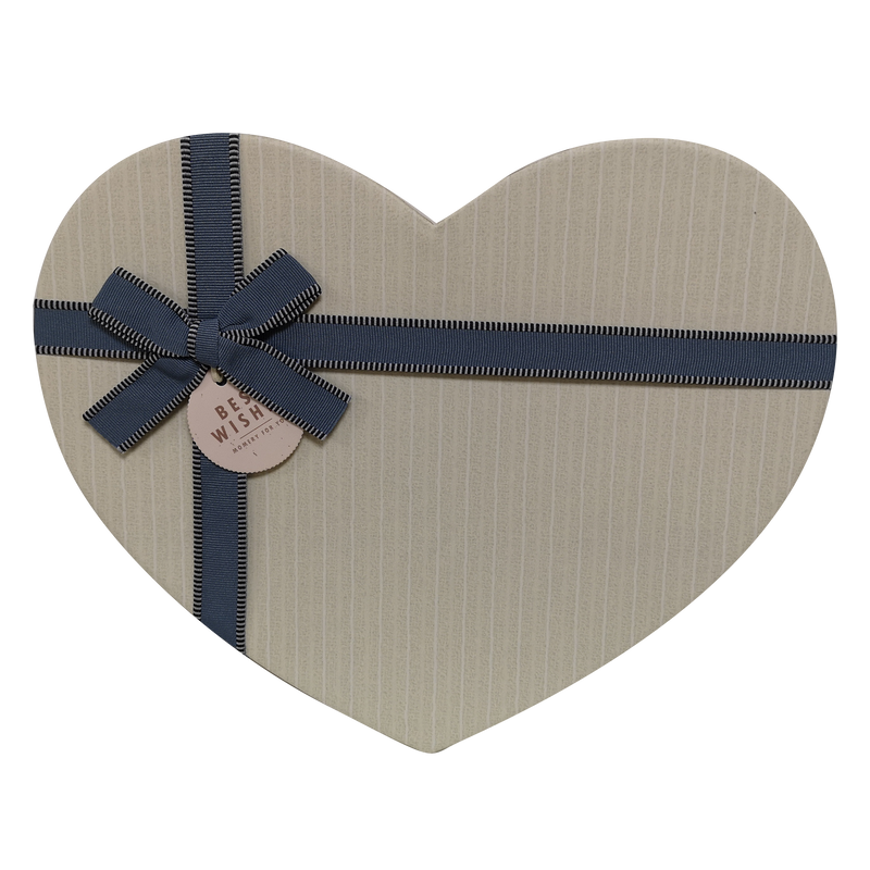 Heart Shape Rigid Hearts Vertical Lines Box With Ribbon & Bow