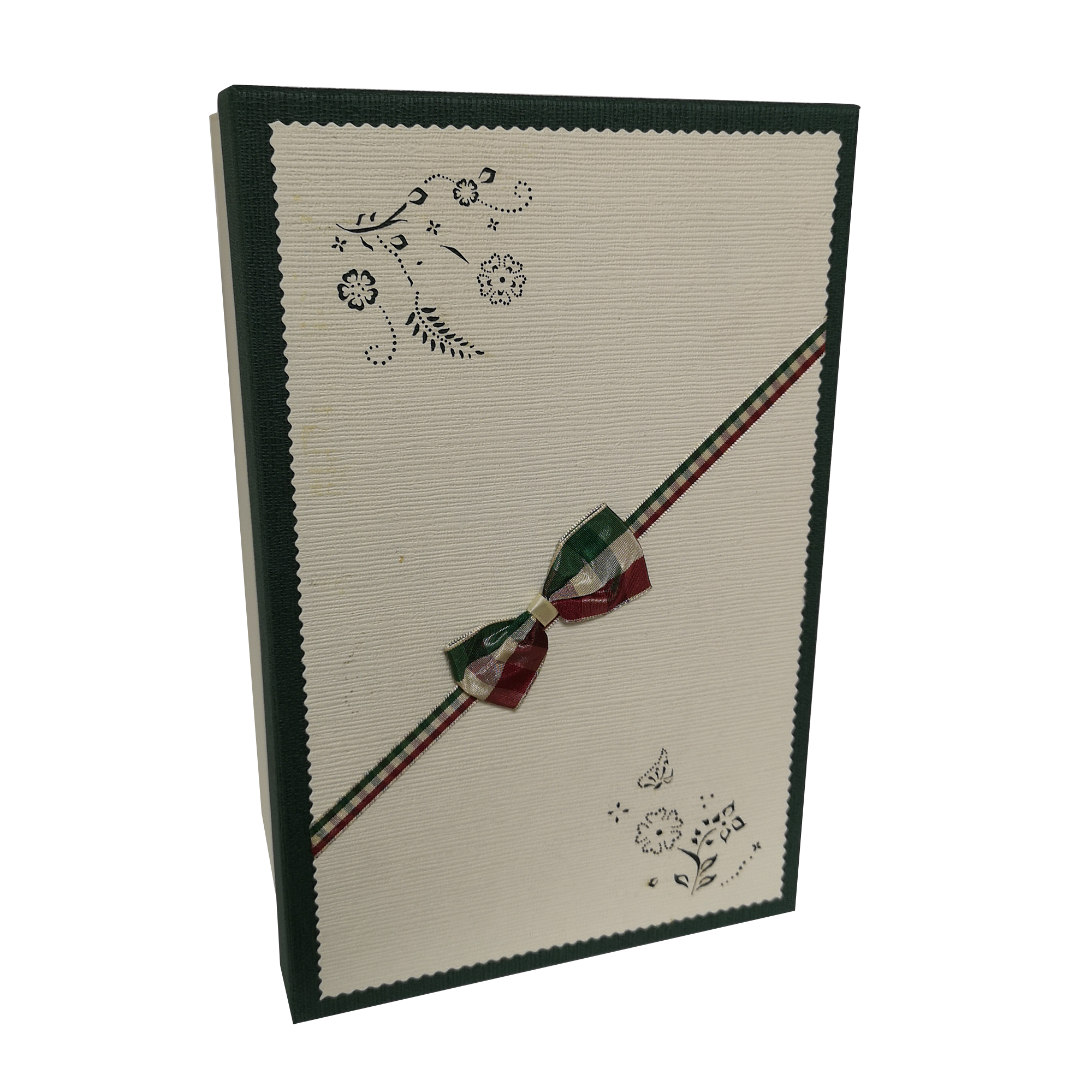 Rectangular Rigid Handmade Papercutting Decoration Gift Box With Ribbon & Bow