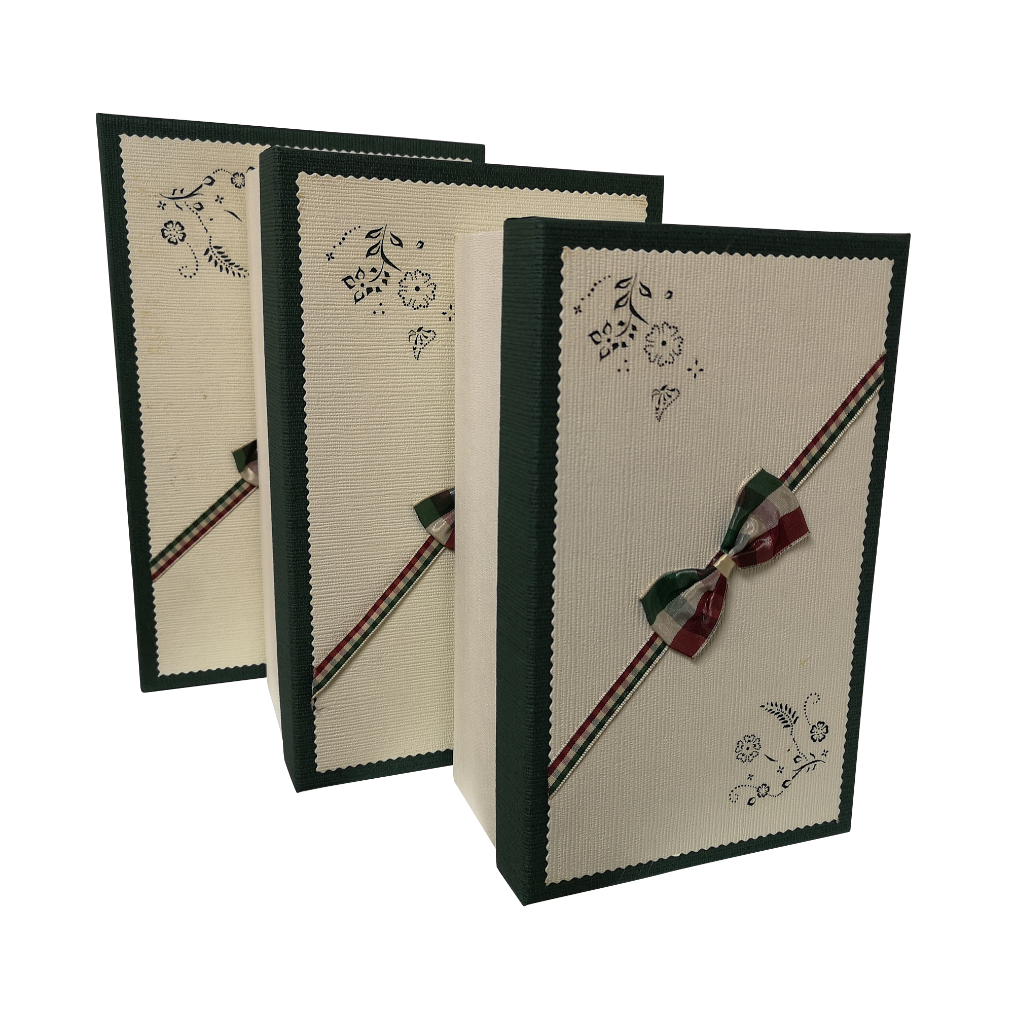 Rectangular Rigid Handmade Papercutting Decoration Gift Box With Ribbon & Bow