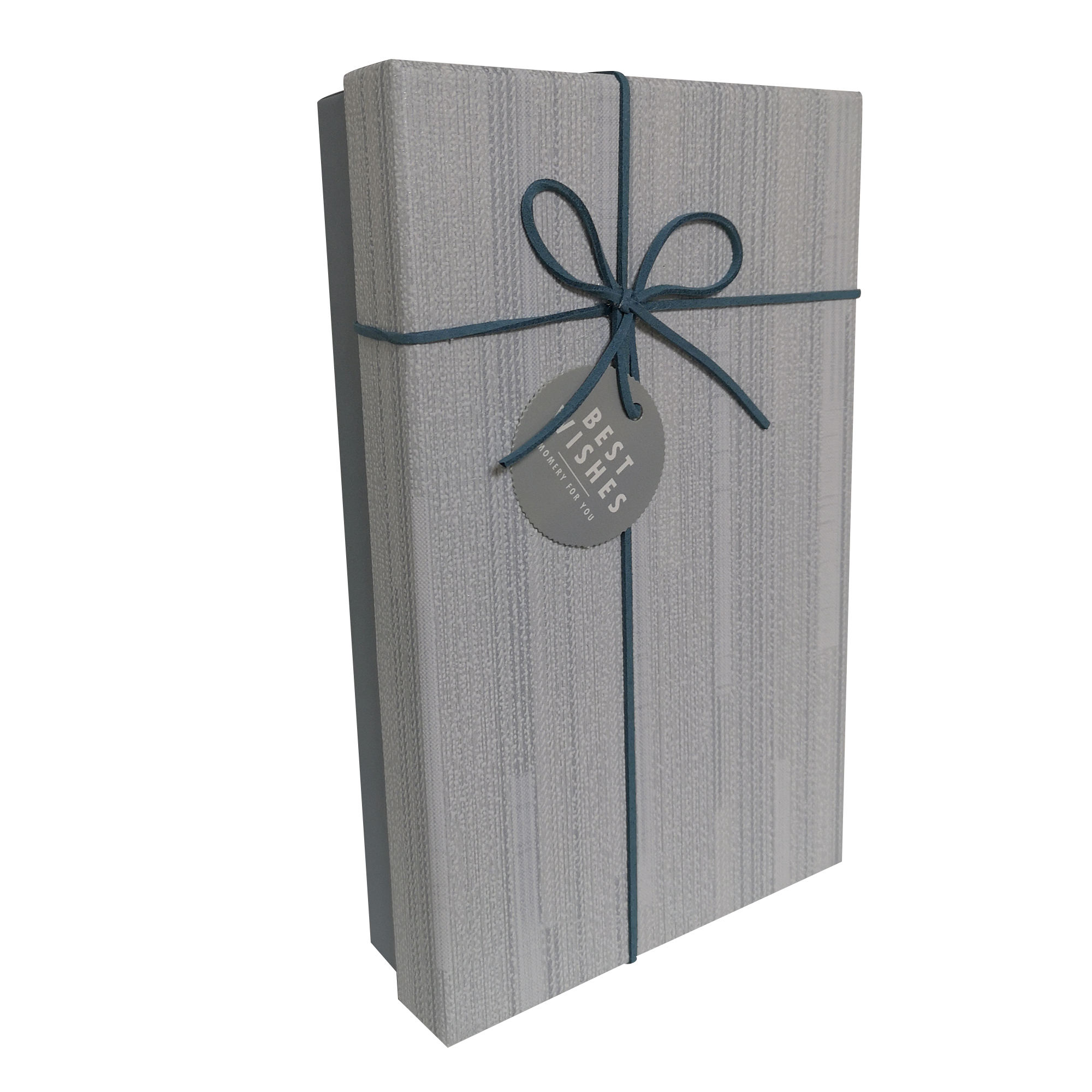 Rectangular Rigid Vertical Lines Gift Box With Ribbon & Bow