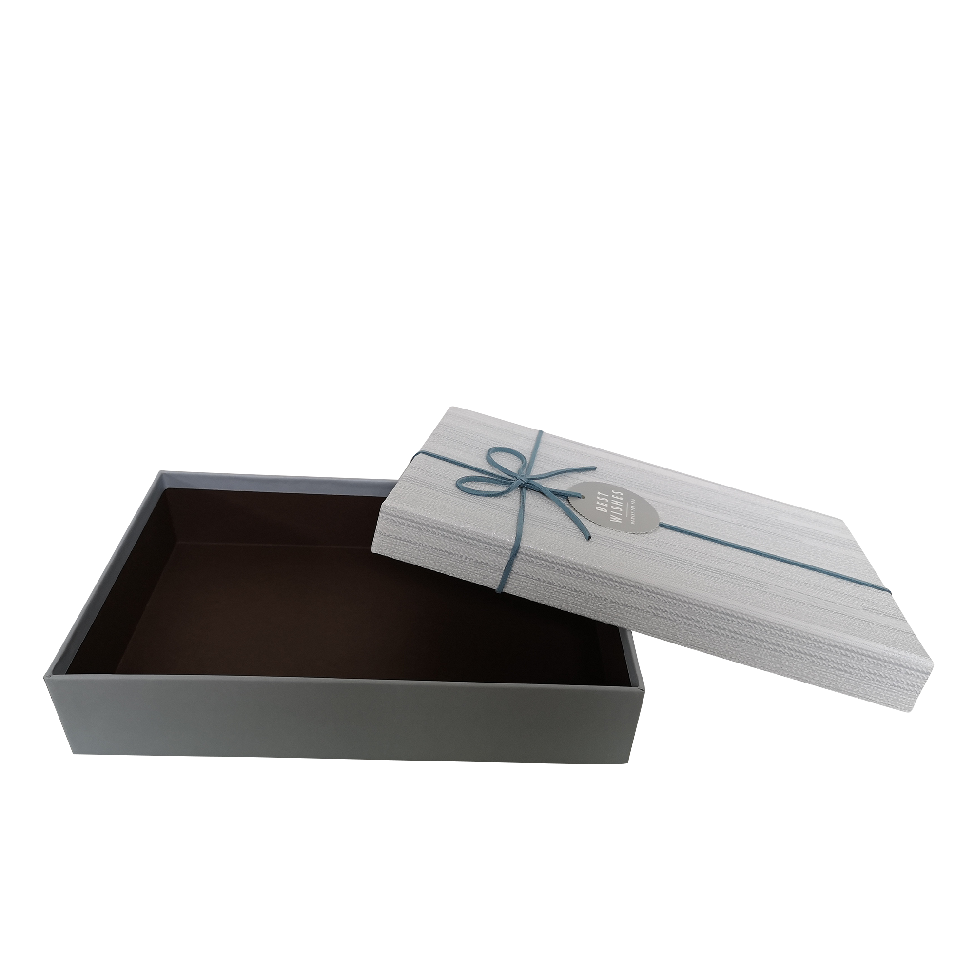 Rectangular Rigid Vertical Lines Gift Box With Ribbon & Bow