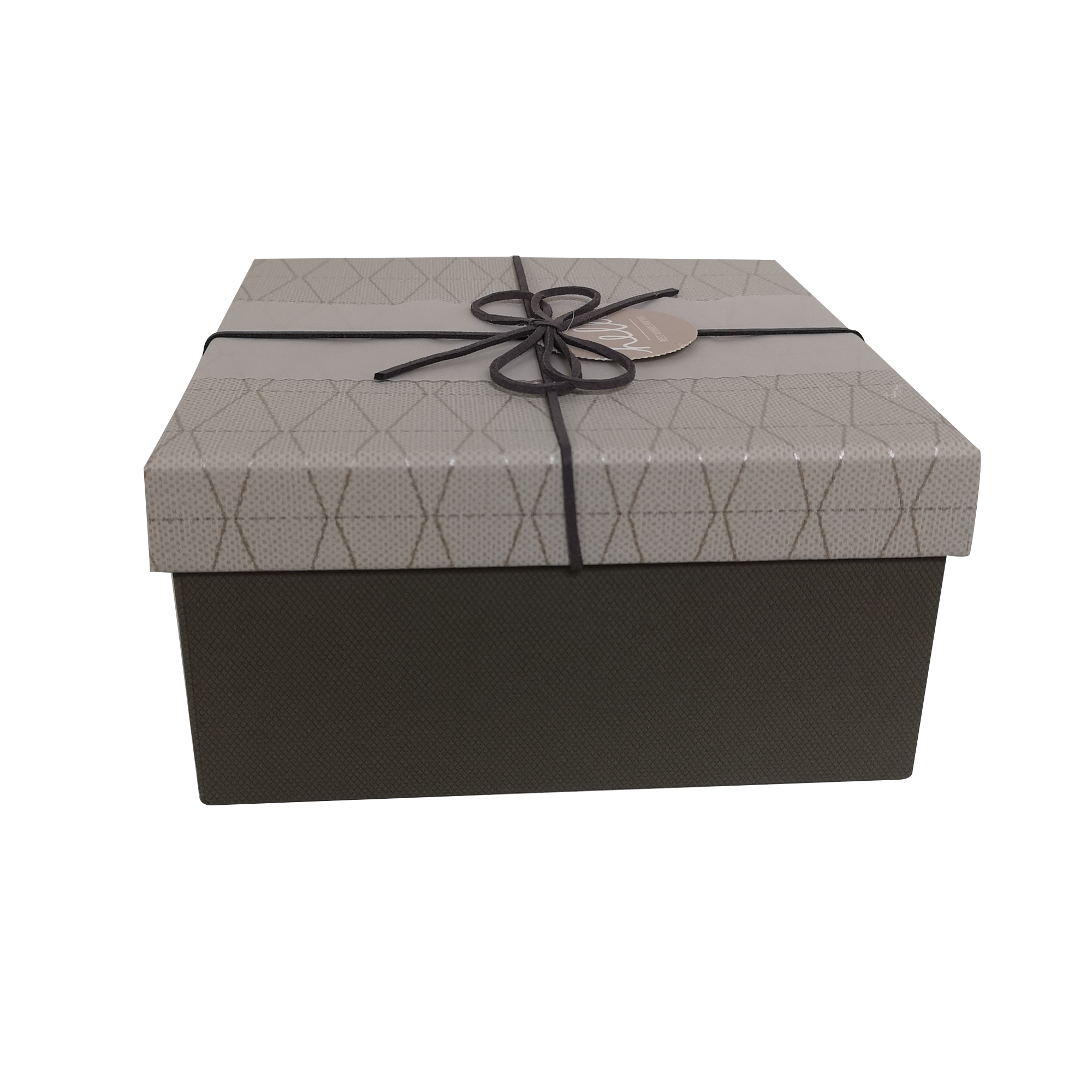 Square Rigid Geometric Pattern Gift Box With Ribbon & Sleeve
