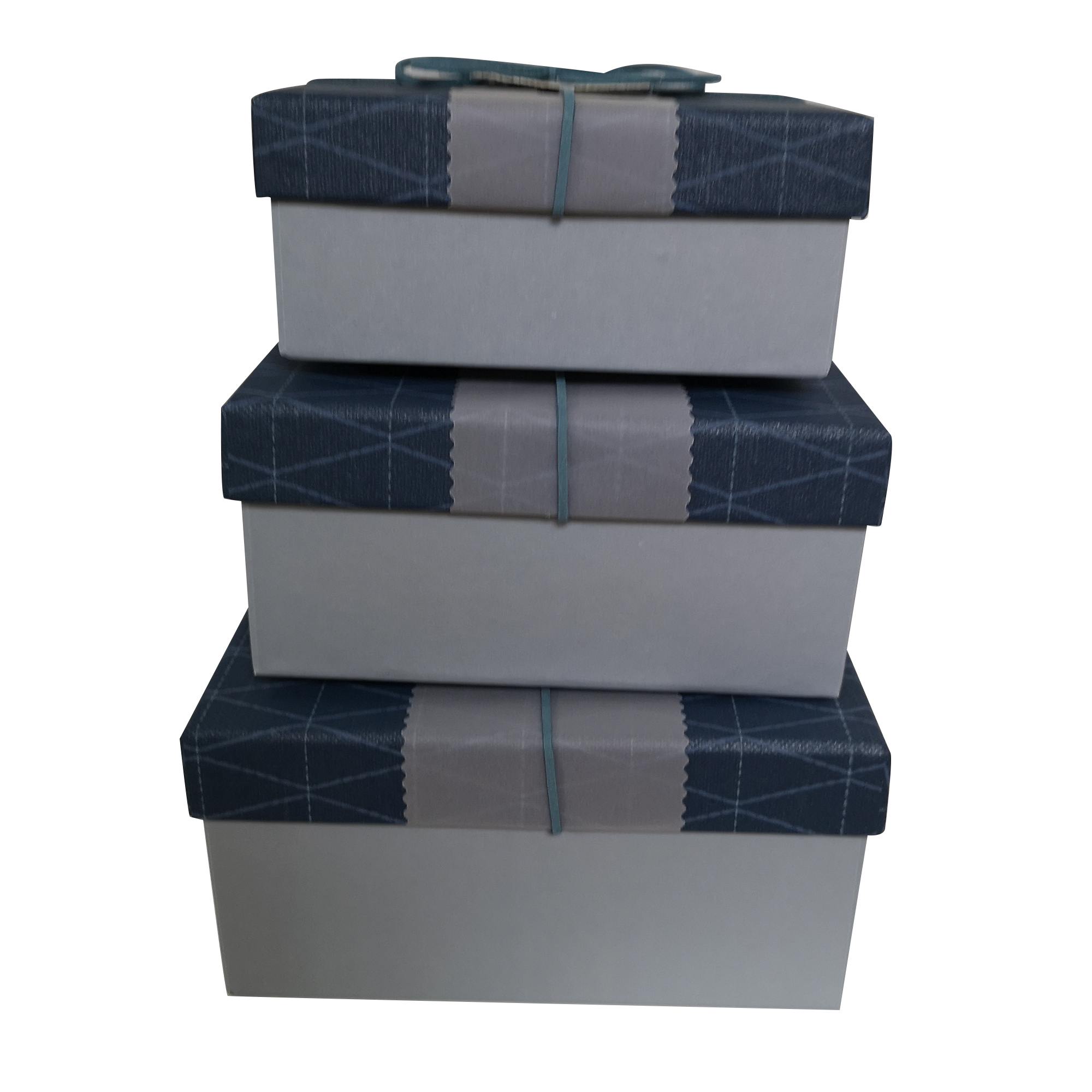 Square Rigid Geometric Pattern Gift Box With Ribbon & Sleeve