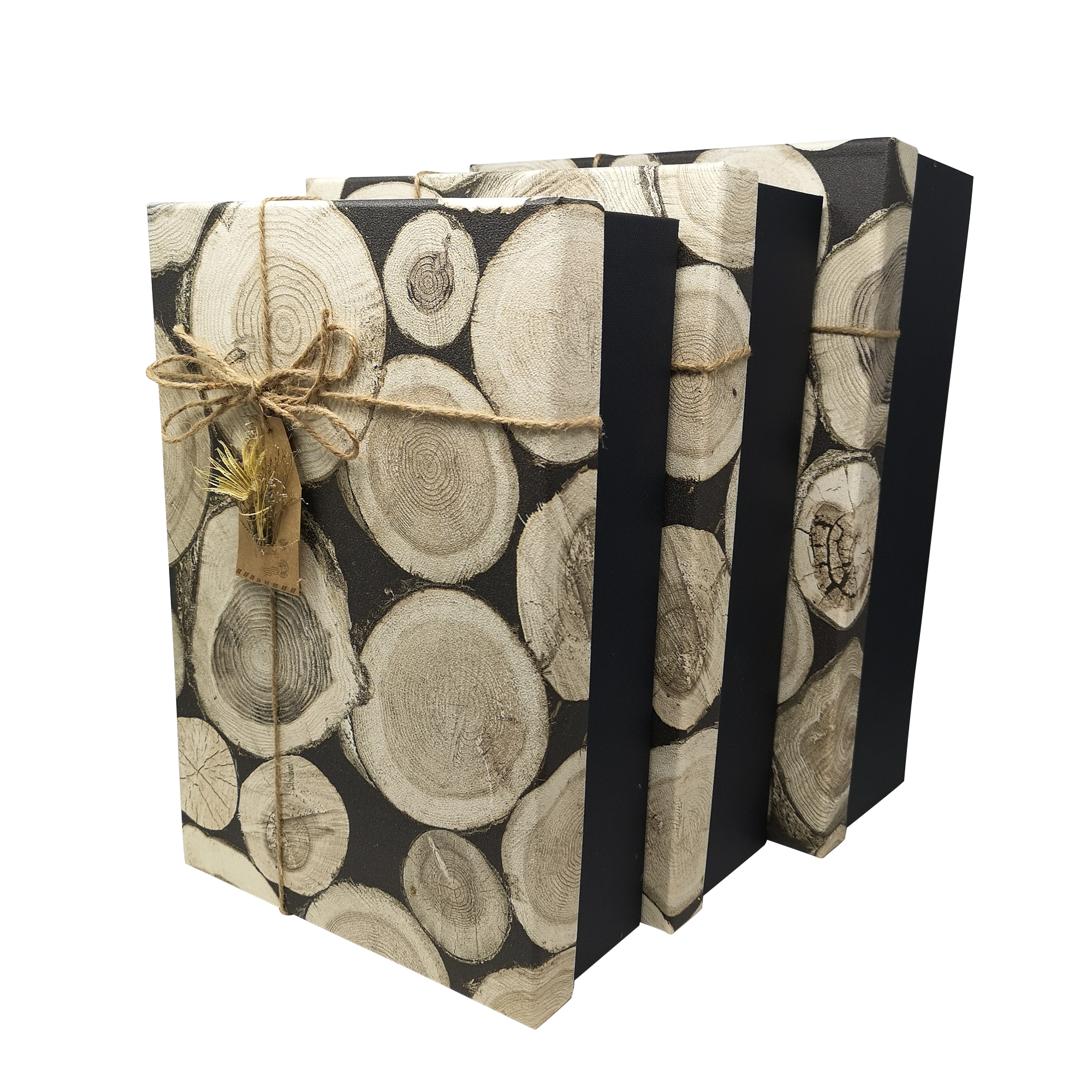 Rustic Wood Effect Rigid Gift Box with Ribbon and Bow