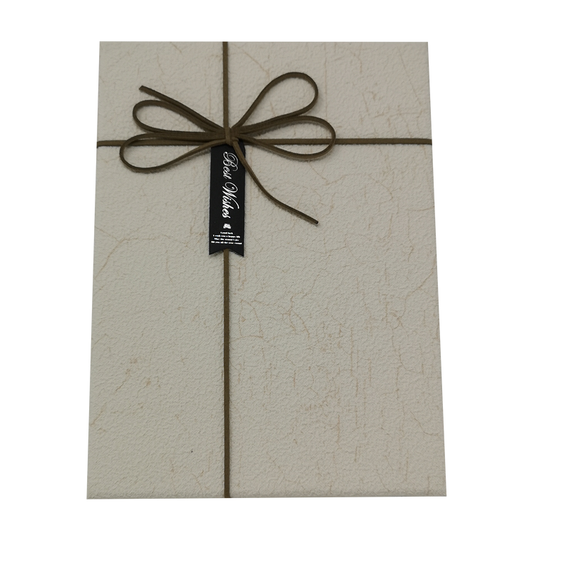Textured Rectangle Gift Box with Ribbon and Tag
