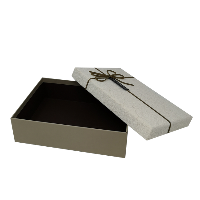 Textured Rectangle Gift Box with Ribbon and Tag