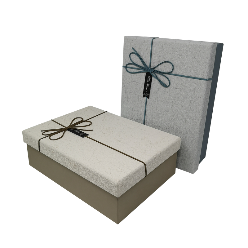 Textured Rectangle Gift Box with Ribbon and Tag