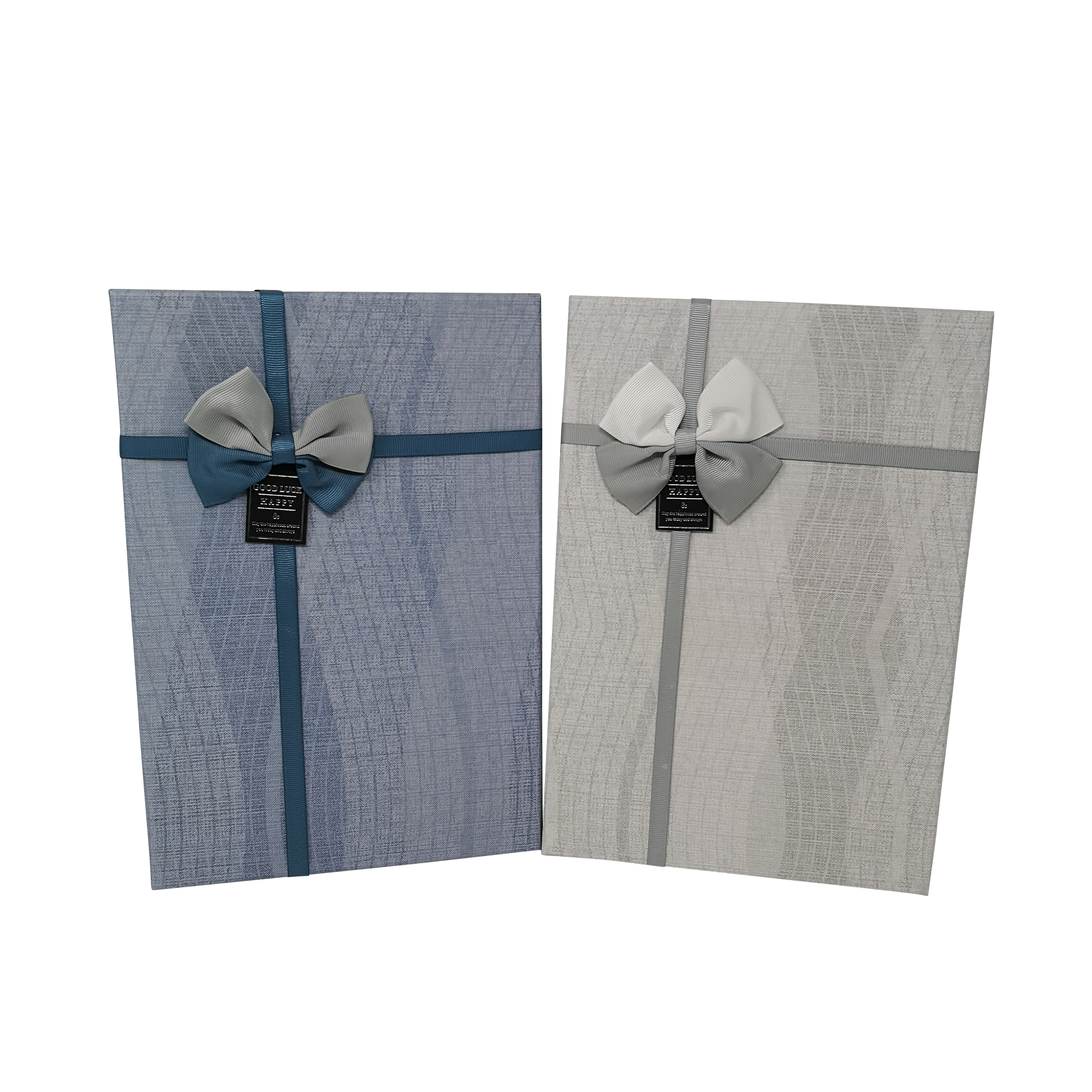 Geometric Pattern Gift Box with Ribbon and Tag