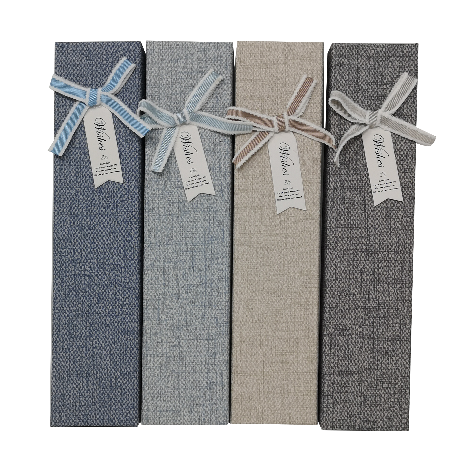 Linen Paper Gift Jewellery Box with Ribbon and Insert