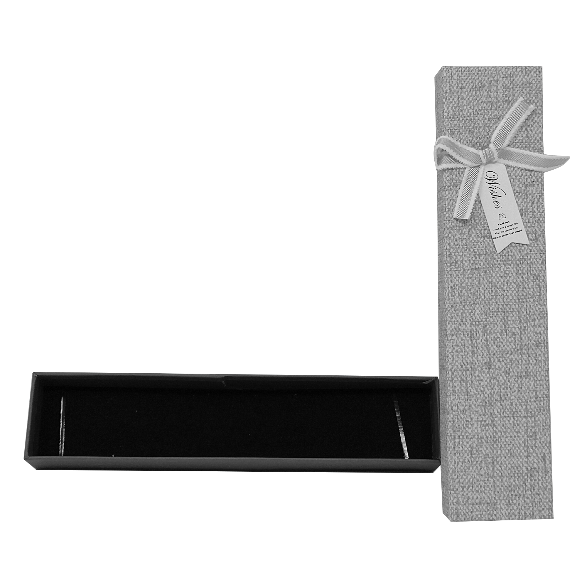Linen Paper Gift Jewellery Box with Ribbon and Insert