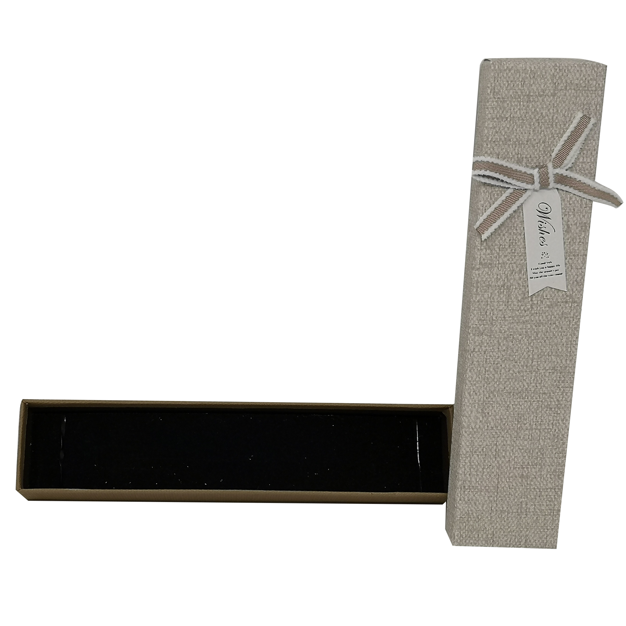 Linen Paper Gift Jewellery Box with Ribbon and Insert