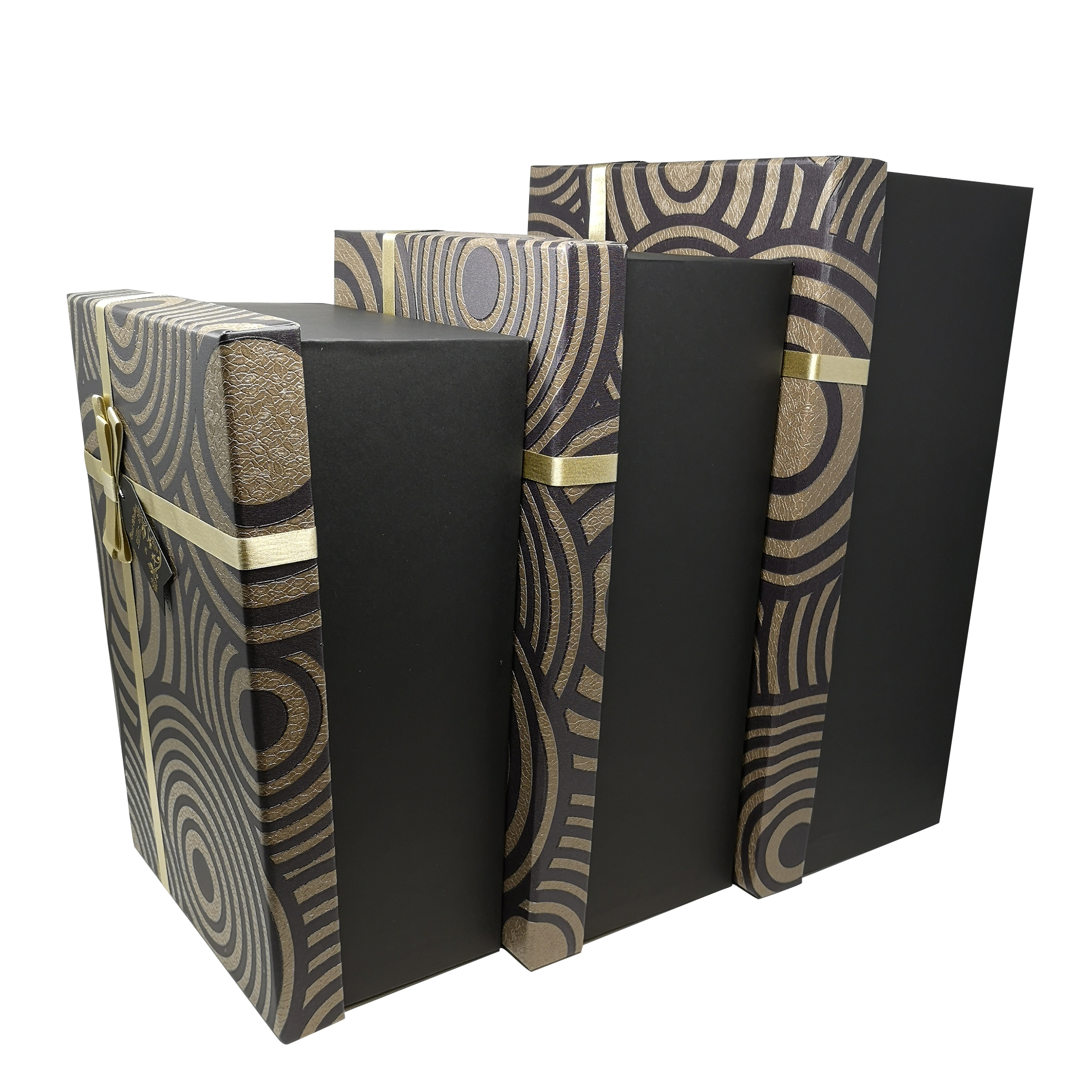 Extra Large Debossed Circle Pattern Gift Box with Ribbon and Tag
