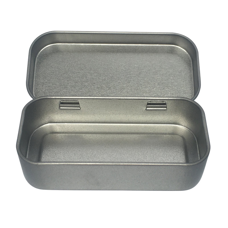 100pcs Silver Stock Rectangular Gift Tin Box With Hinged Lid/ L80 x W38 x H20(mm)