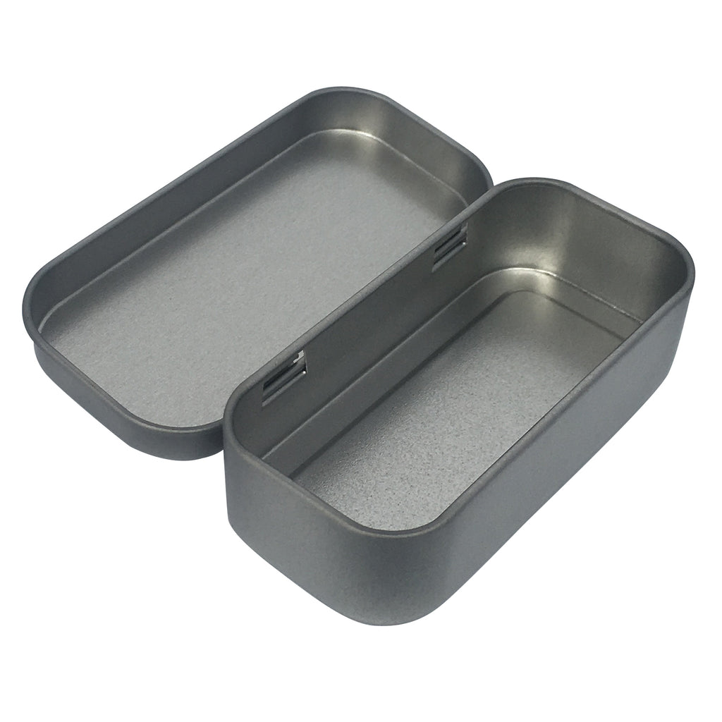 Sample Of 100pcs Silver Stock Rectangular T Tin Box With Hinged Lid