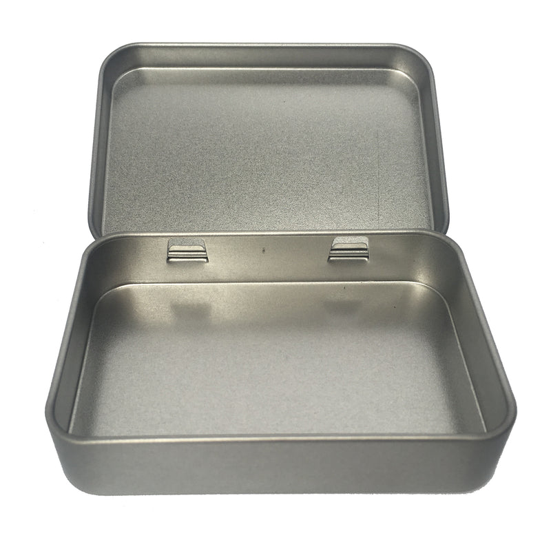 Silver Rectangular Gift Tin Box With Hinged Lid/ L95 x W60 x H22(mm)