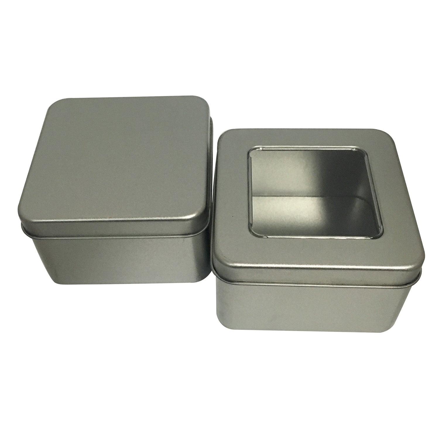 Silver & Black Square Gift Tin Box With Solid Lid/ L90 x W90 x H55(mm)