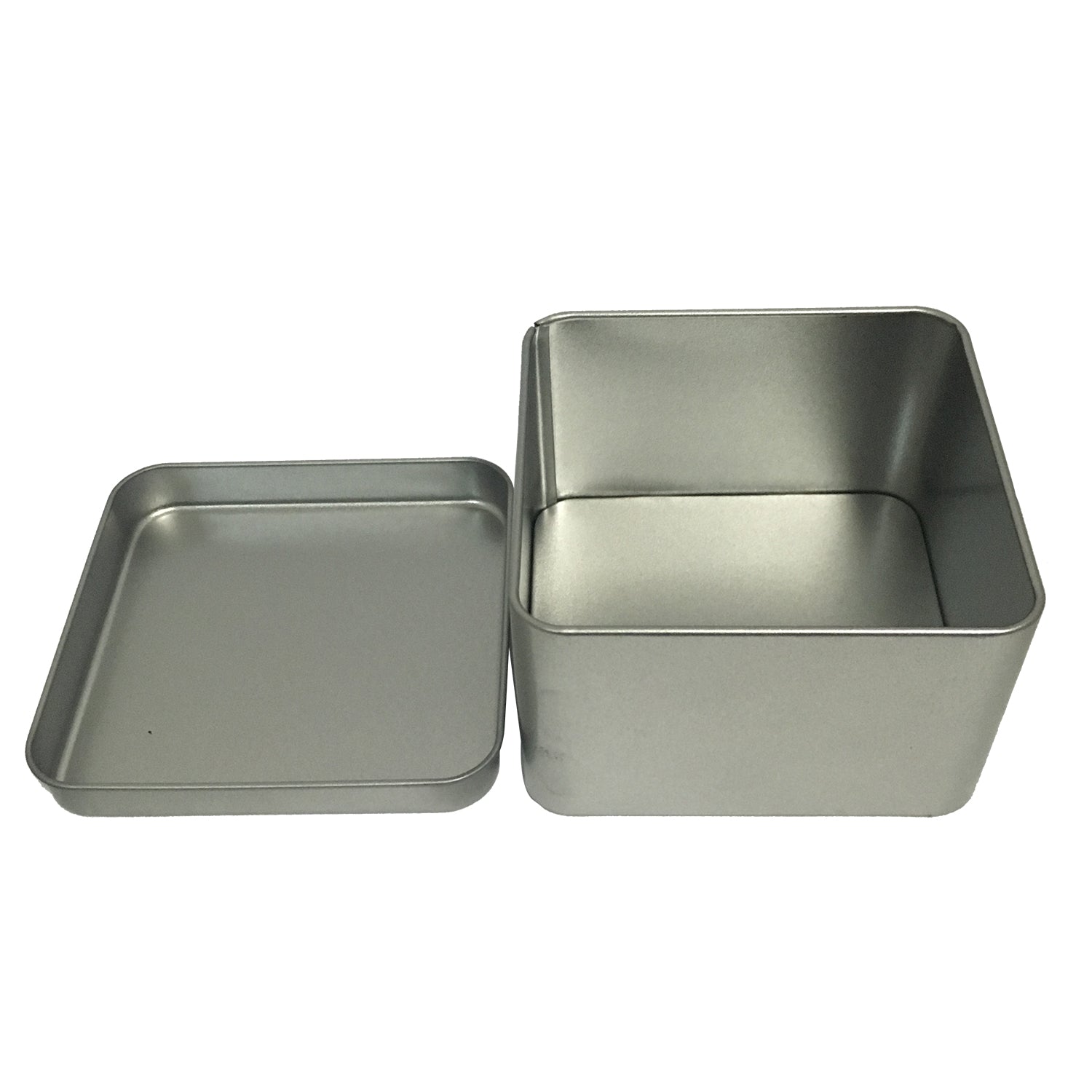 Silver & Black Square Gift Tin Box With Solid Lid/ L90 x W90 x H55(mm)