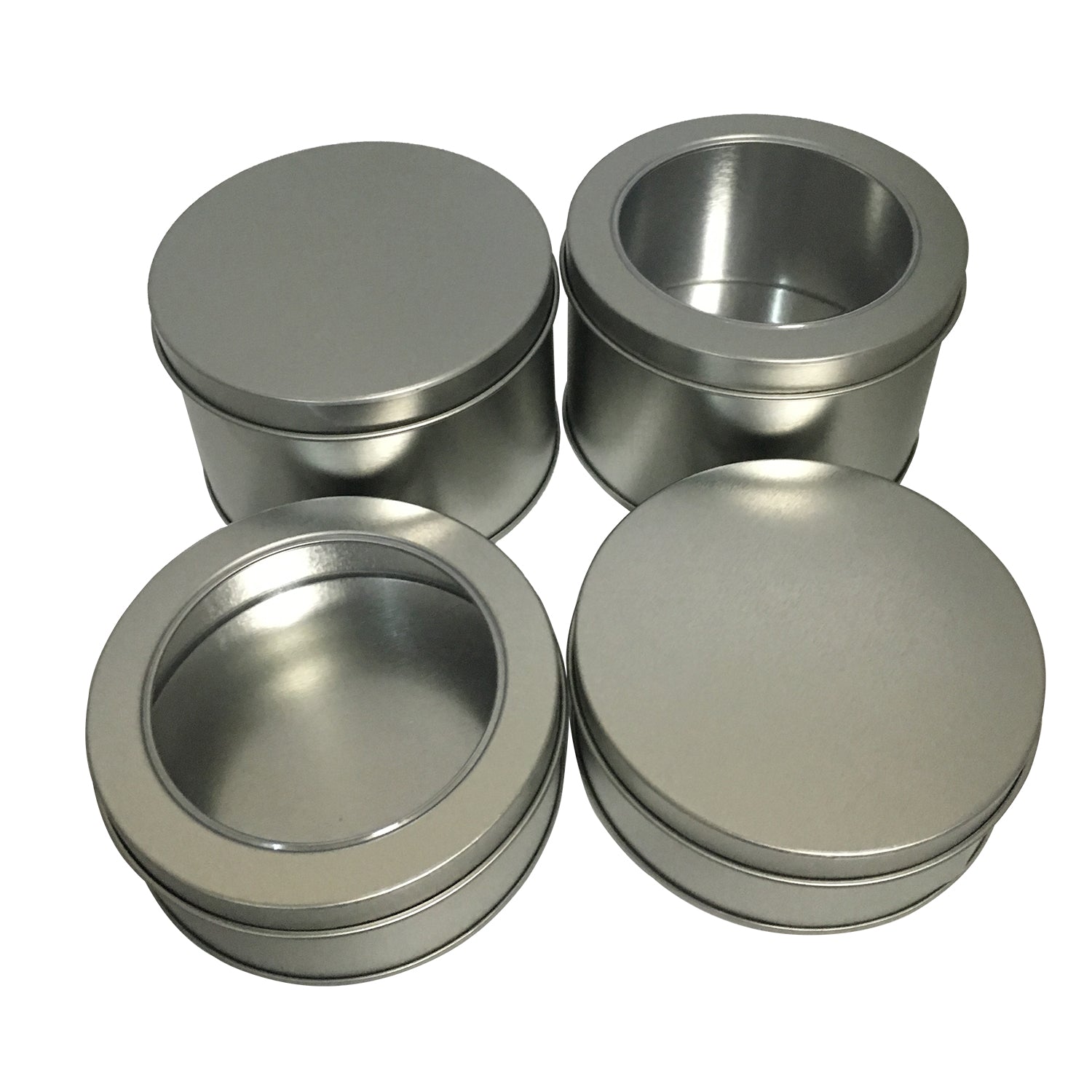 100pcs Medium Round Gift Tin Box With Solid Lid/ Dia90mm x H35/60(mm)