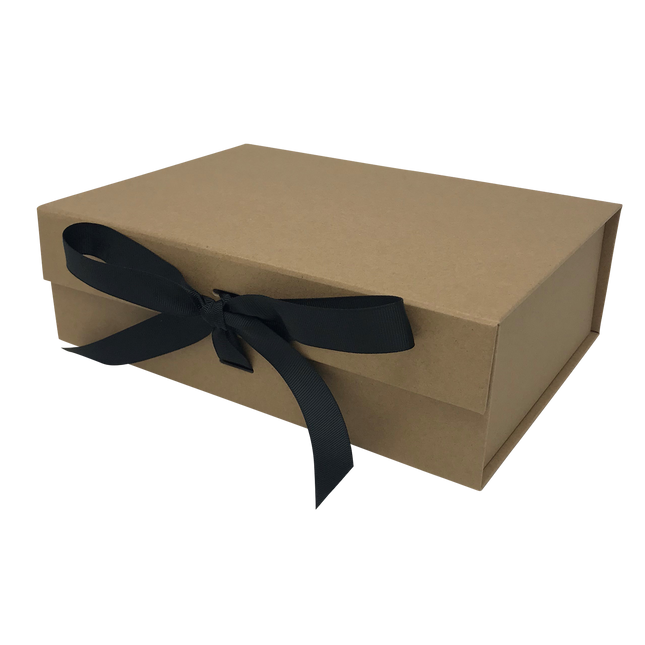 Wholesale A5 Size Natural Kraft Brown Folding Magnetic Gift Box with Changeable Ribbon