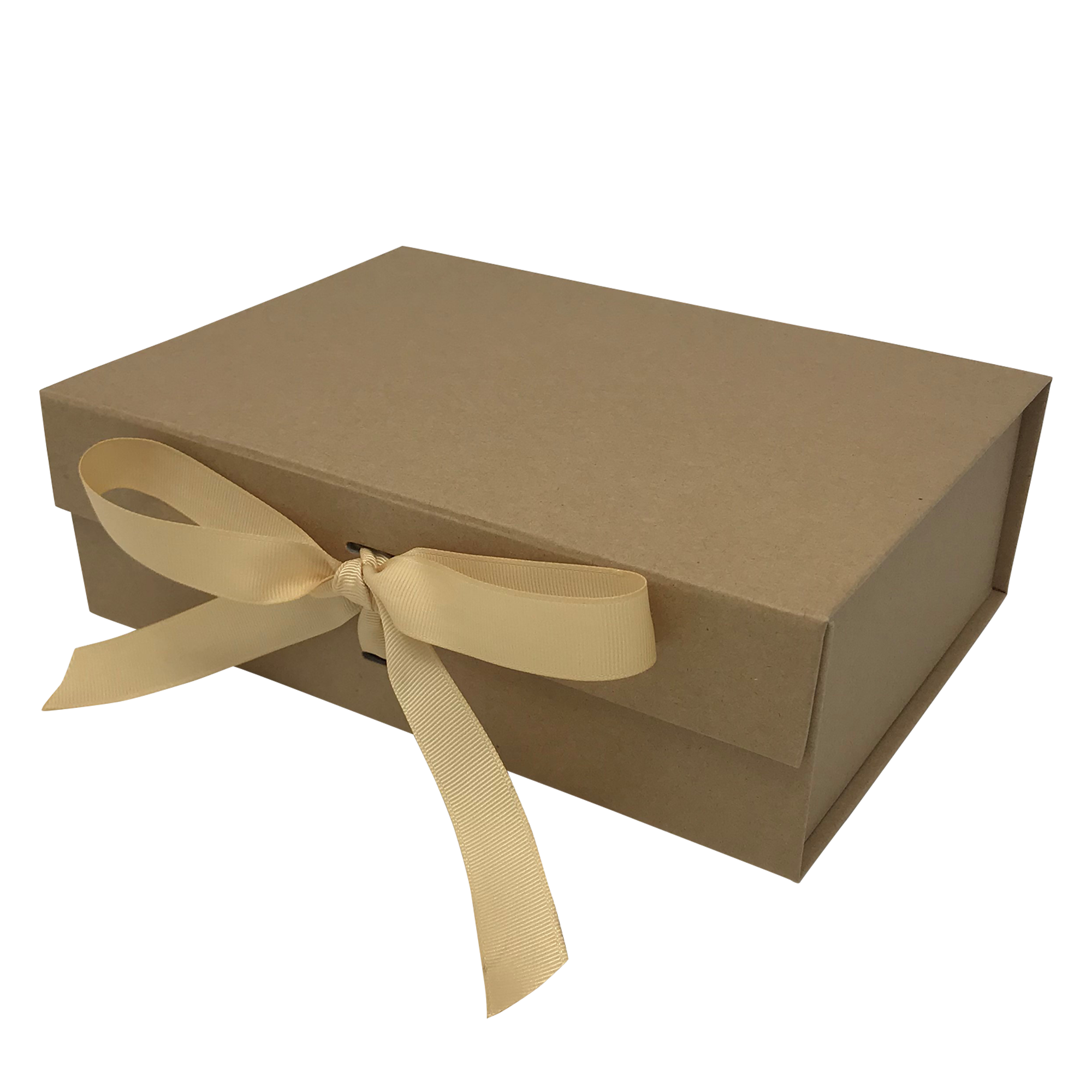 Wholesale A5 Size Natural Kraft Brown Folding Magnetic Gift Box with Changeable Ribbon