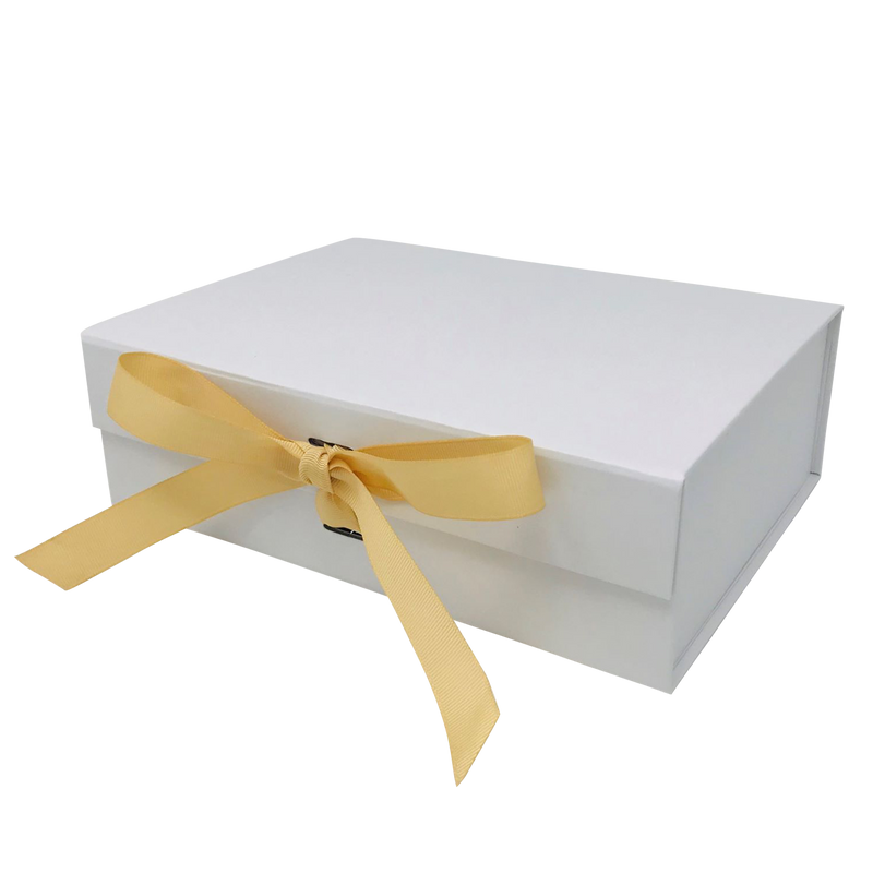 A5 Size White Folding Magnetic Gift Box with Ribbon