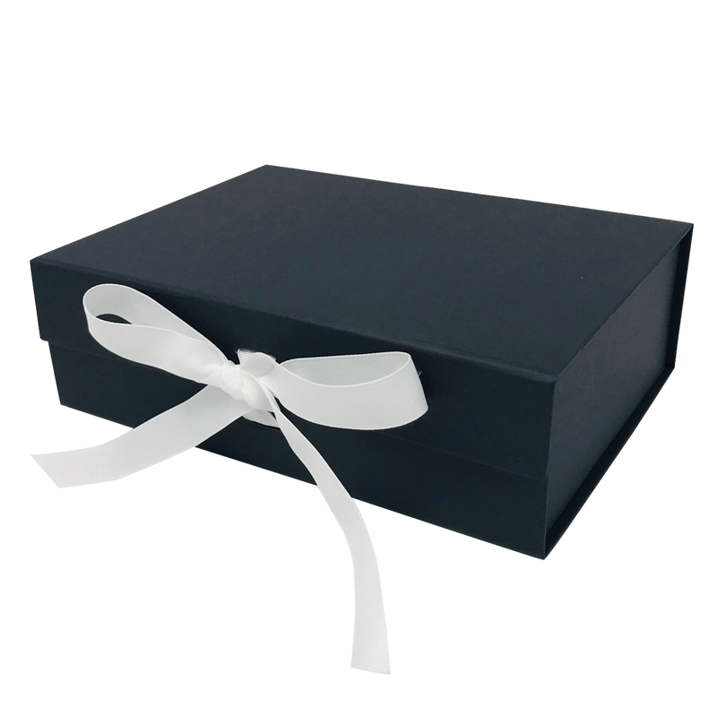 A4 Size Black Folding Magnetic Gift Box with Personlised Sticker