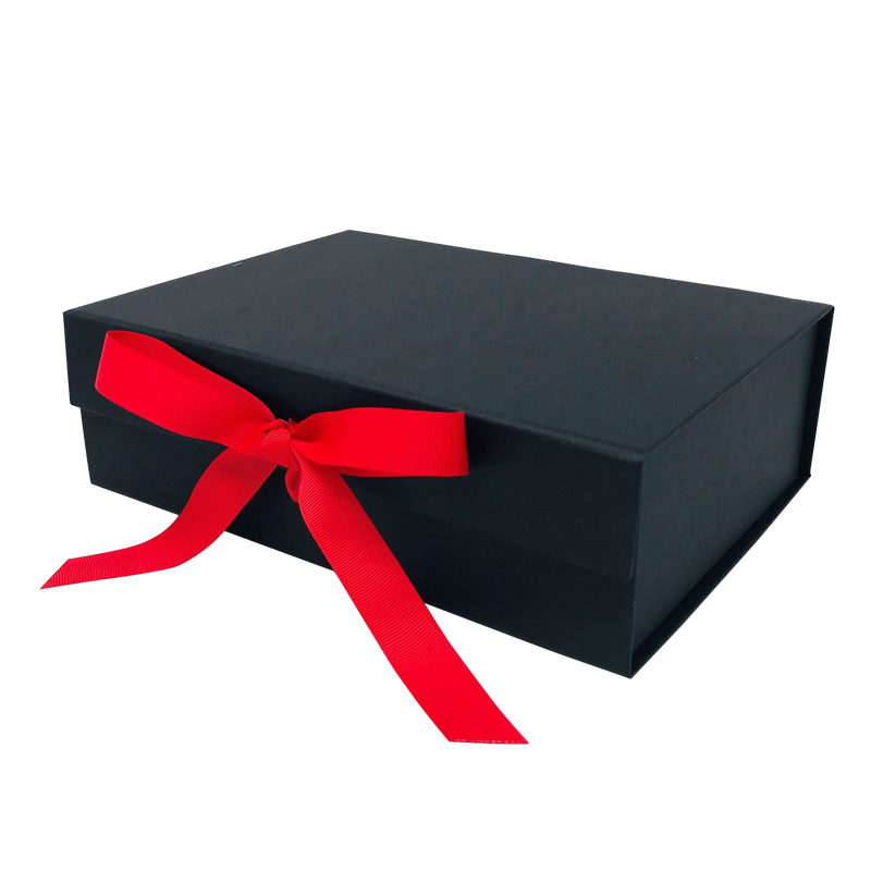 A4 Size Black Folding Magnetic Gift Box with Personlised Sticker