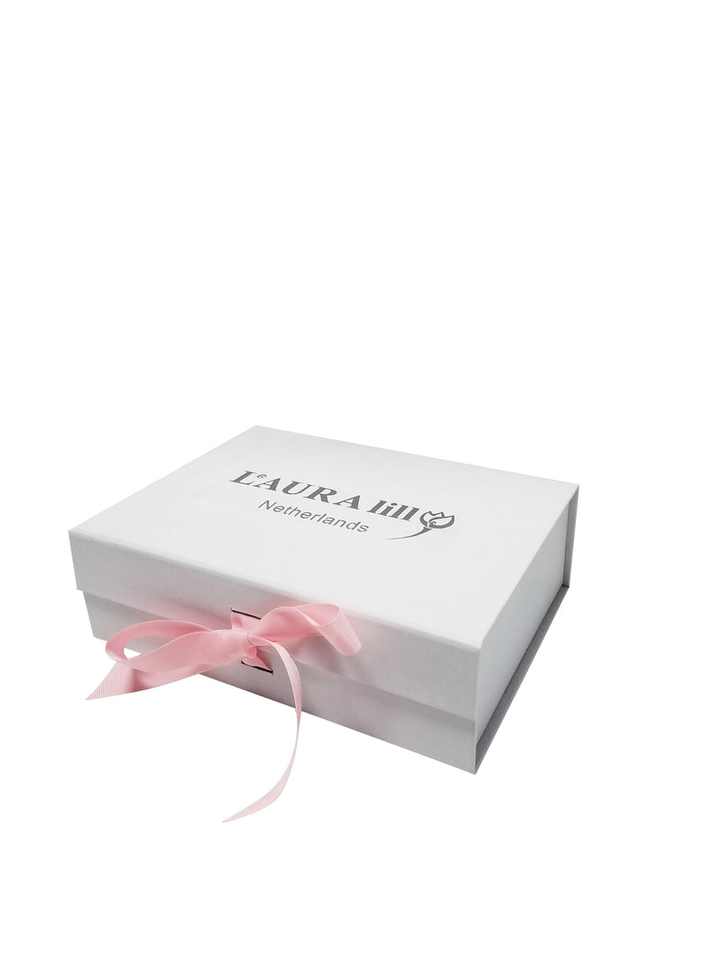 Large A3 Size White Folding Magnetic Gift Box with Ribbon