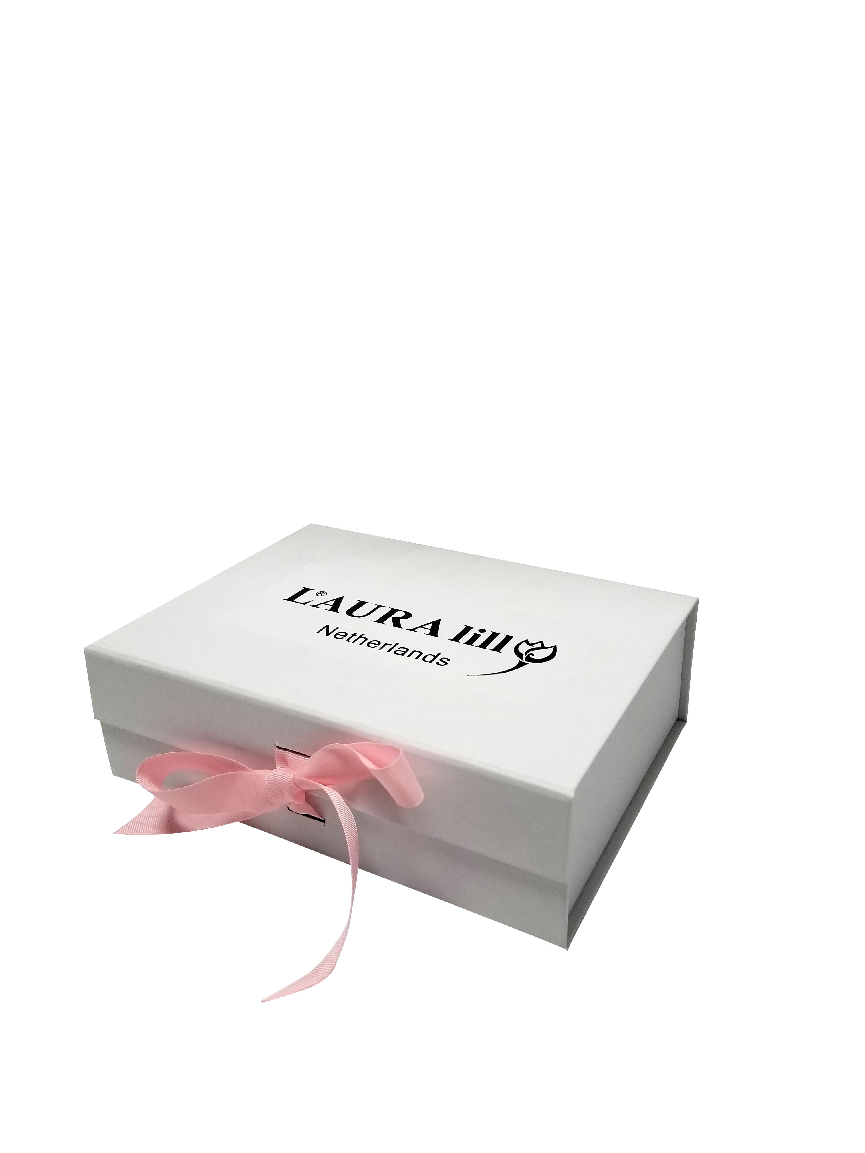 Große weiße faltbare magnetische Geschenkbox im A3-Format mit Schleife