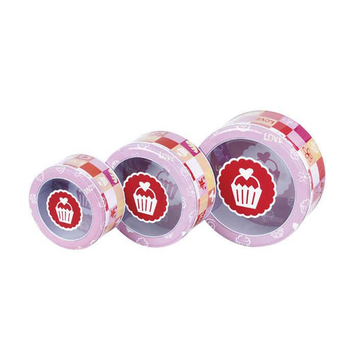Round Window Lid Stackable Storage Tin - Set of 3 - Ld Packagingmall