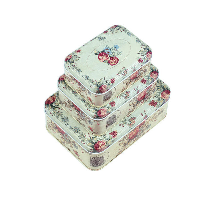 Rectangular Slip Lid Christmas Gifts Stackable Storage Tin - Set of 3 - Ld Packagingmall