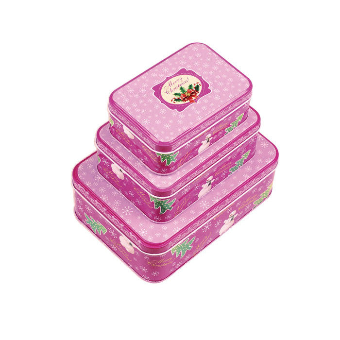Rectangular Slip Lid Christmas Gifts Stackable Storage Tin - Set of 3 - Ld Packagingmall