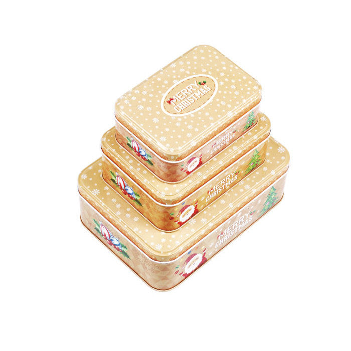 Rectangular Slip Lid Christmas Gifts Stackable Storage Tin - Set of 3 - Ld Packagingmall