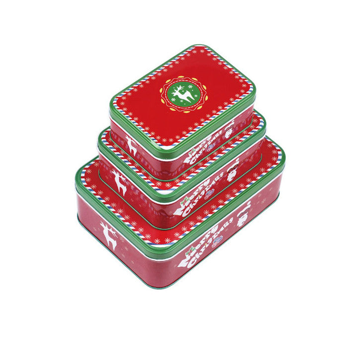 Rectangular Slip Lid Christmas Gifts Stackable Storage Tin - Set of 3 - Ld Packagingmall
