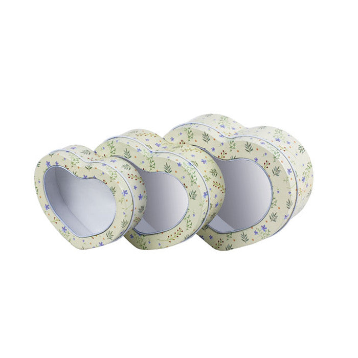 Heart Shaped Window Lid Stackable Storage Tin - Set of 3 - Ld Packagingmall