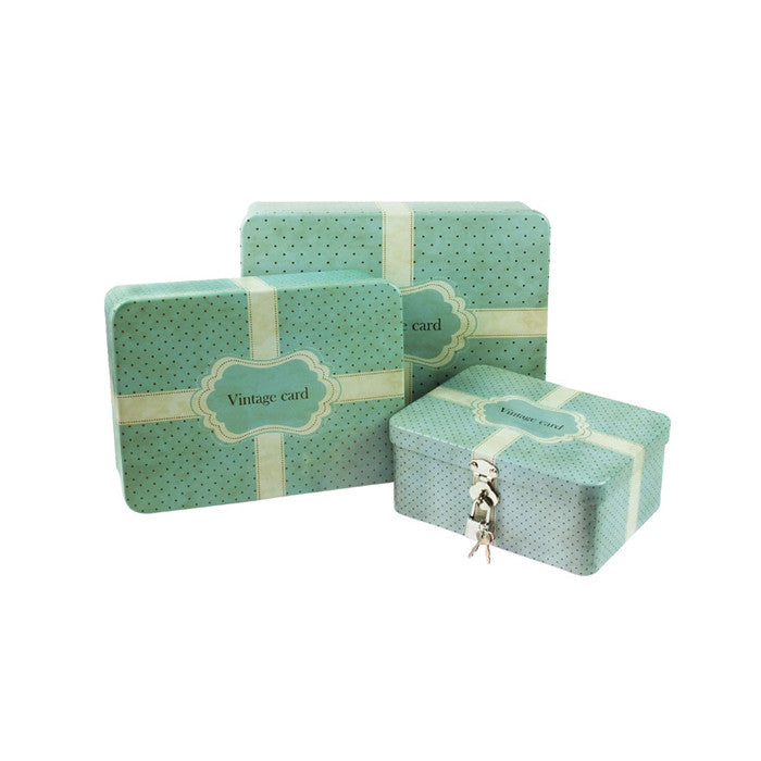 Rectangular Solid Lid Stackable Storage Tin with Lock - Set of 3 - Ld Packagingmall