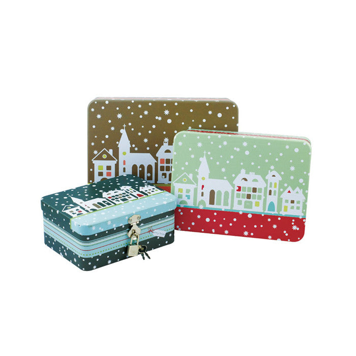 Rectangular Solid Lid Stackable Storage Tin with Lock - Set of 3 - Ld Packagingmall
