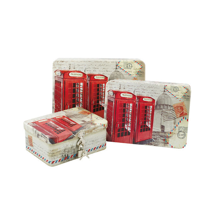 Rectangular Solid Lid Stackable Storage Tin with Lock - Set of 3 - Ld Packagingmall