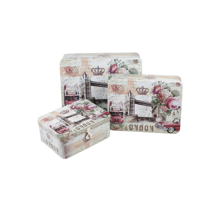 Rectangular Solid Lid Stackable Storage Tin with Lock - Set of 3 - Ld Packagingmall