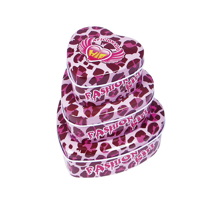 Heart Shaped Slip Lid Stackable Storage Tin -Set of 3 - Ld Packagingmall