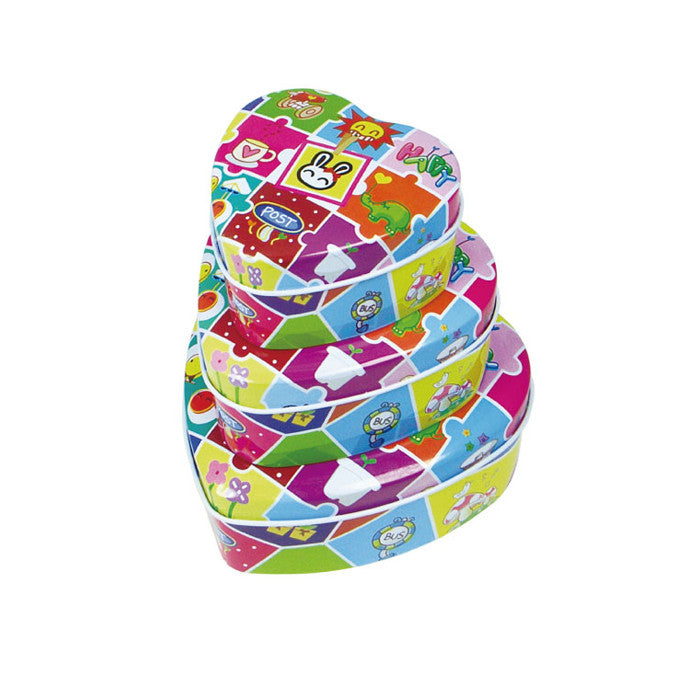 Heart Shaped Slip Lid Stackable Storage Tin -Set of 3 - Ld Packagingmall