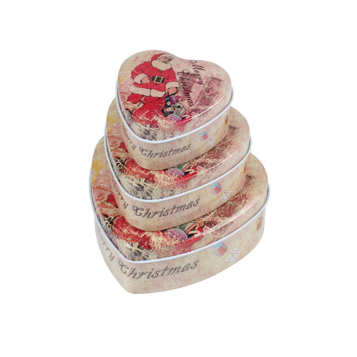 Heart Shaped Slip Lid Stackable Storage Tin -Set of 3 - Ld Packagingmall