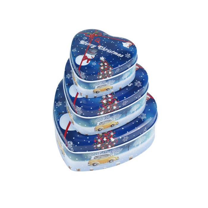 Heart Shaped Slip Lid Stackable Storage Tin -Set of 3 - Ld Packagingmall