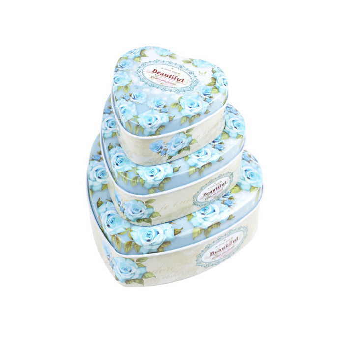 Heart Shaped Slip Lid Stackable Storage Tin -Set of 3 - Ld Packagingmall