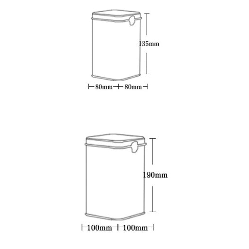 Square Storage Tin With Lock/ L100(mm) x W100(mm) x H190(mm)