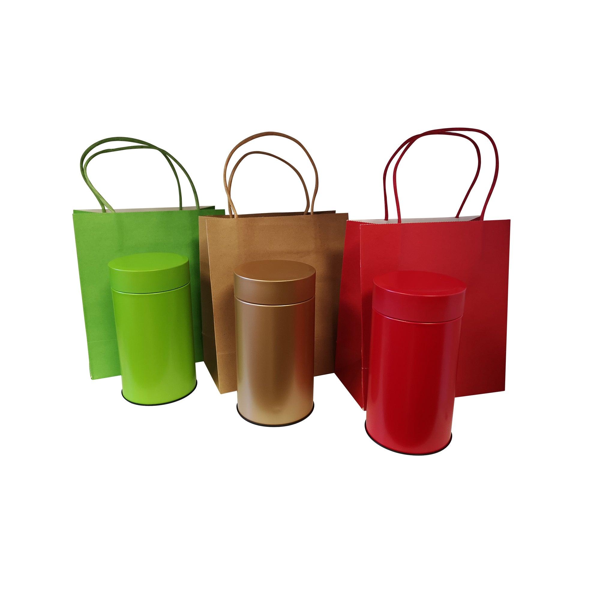 Round Tea & Coffee Tin Box With Slip Lid & Matched Gift Bags