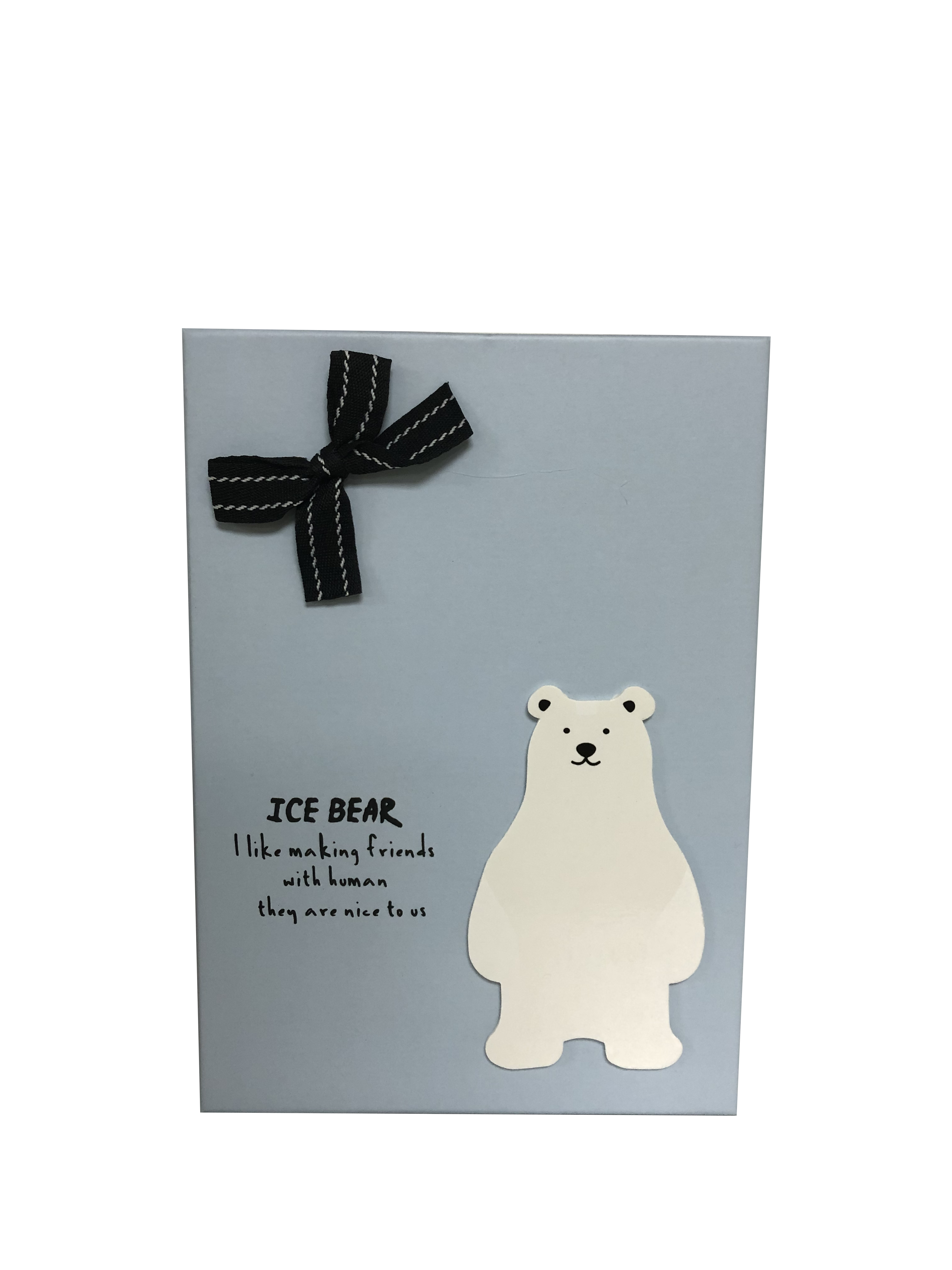 Rechteckige Eisbär-Geschenkbox aus Papier mit Schleife 