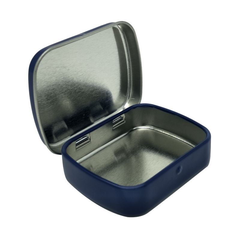 Small Printed Gift Tin Box With Hinged Lid L60 x W48 x H15 mm