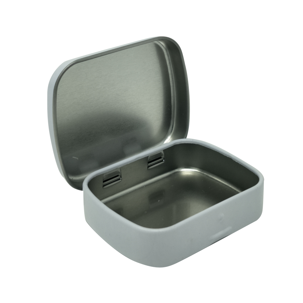 Small Printed Gift Tin Box With Hinged Lid L60 x W48 x H15 mm